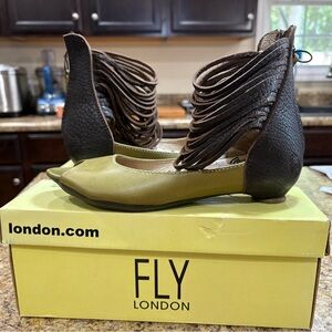 Fly London Lotto Olive and Dark Brown Sandals